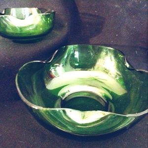 Vintage 1960-70's Anchor Hocking "Accent Modern" chip & dip serving bowl set